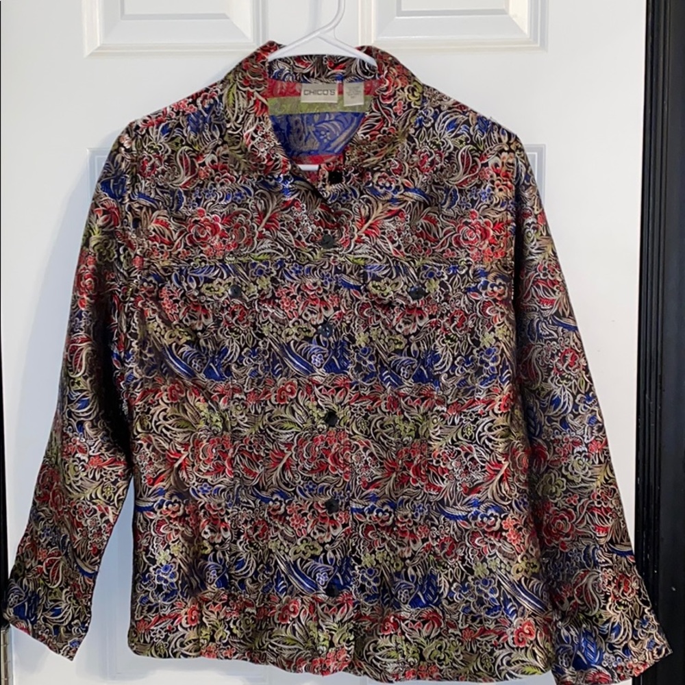 chico’s multi-color woven blouse ッ